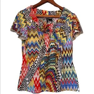 New Directions Colorful Designed Petite Top